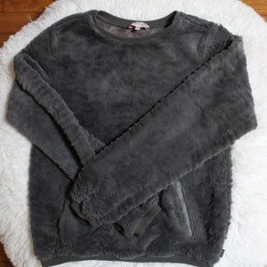 LILLI GAUFRETTE Gray Furry Faux Fur Dark Gray Sweatshirt Girls Size 14